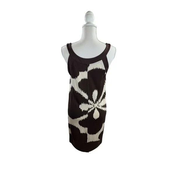 Diane Von Furstenberg Cookie Island Clover 100% Silk Dress Brown & Cream Size 2 - Picture 4 of 6